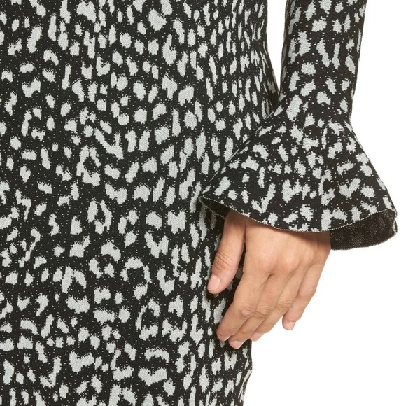 Michael Kors Metallic Cheetah Print Bell Sleeve Bodycon Dress - Picture 3 of 7